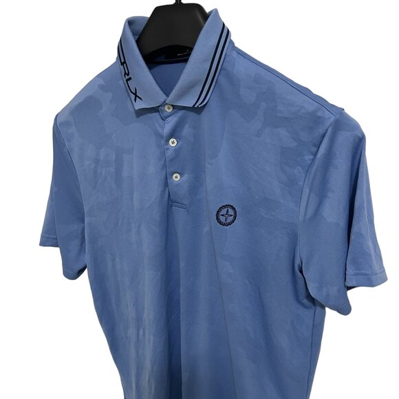 Ralph Lauren RLX Polo Shirt Mens Large Blue Short Sleeve Embroidered Logo - Picture 2 of 6